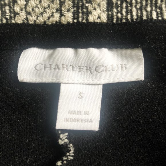 CHARTER CLUB Textured Plaid Top Boat Neckline Black Bow Kimono Sleeves Sz S NEW - Picture 5 of 6